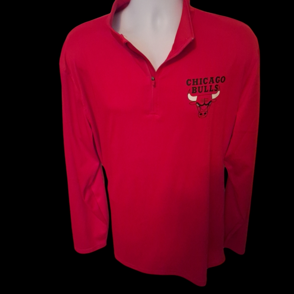 ULTRA GAME NBA Chicago Bulls Mens Super Soft 1/4 Zip Long Sleeve Shirt Size XL